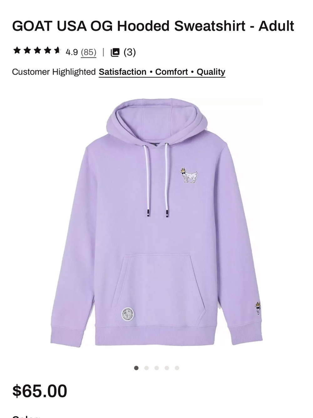 GOAT USA OG Hooded Sweatshirt - Adult. Size M. NEW